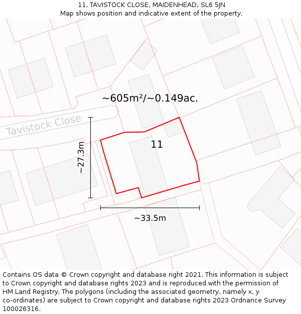 11, TAVISTOCK CLOSE, MAIDENHEAD, SL6 5JN: Plot and title map