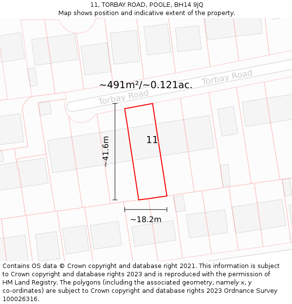 11, TORBAY ROAD, POOLE, BH14 9JQ: Plot and title map