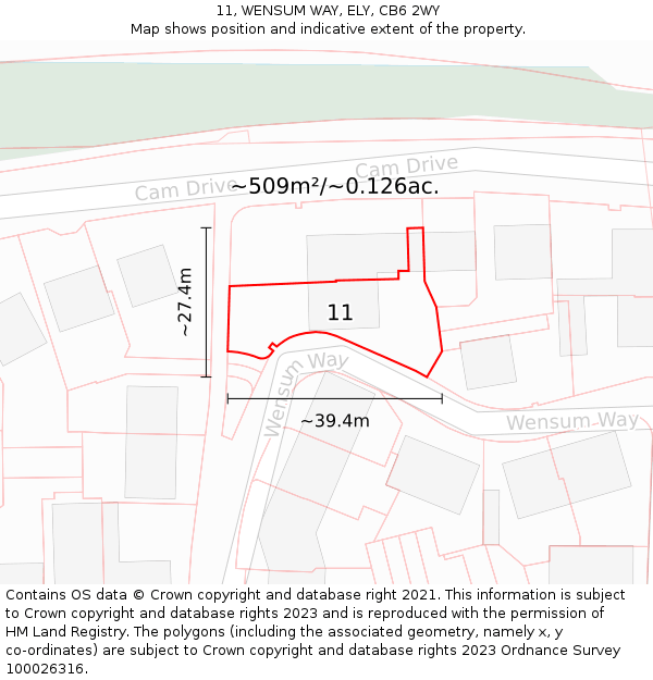 11, WENSUM WAY, ELY, CB6 2WY: Plot and title map