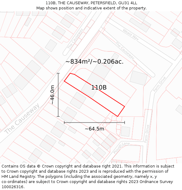 110B, THE CAUSEWAY, PETERSFIELD, GU31 4LL: Plot and title map