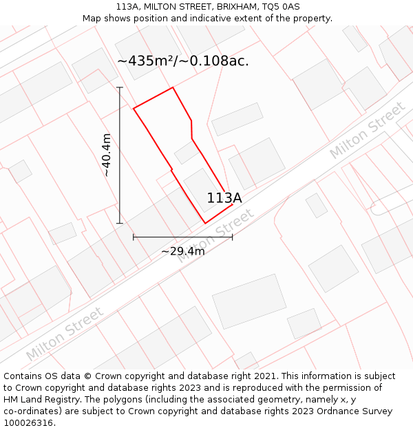 113A, MILTON STREET, BRIXHAM, TQ5 0AS: Plot and title map