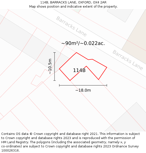 114B, BARRACKS LANE, OXFORD, OX4 2AR: Plot and title map