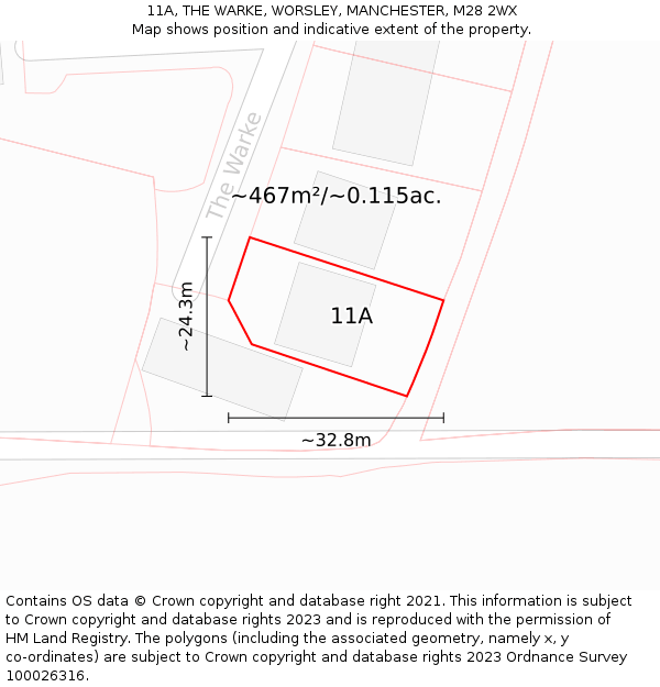 11A, THE WARKE, WORSLEY, MANCHESTER, M28 2WX: Plot and title map