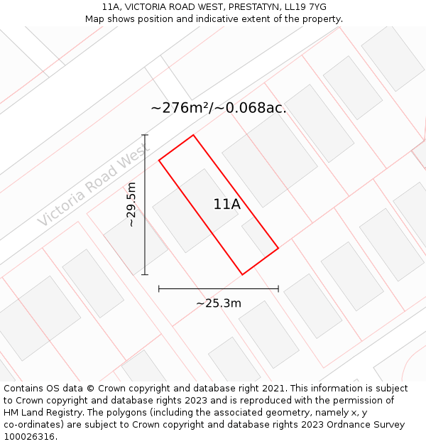 11A, VICTORIA ROAD WEST, PRESTATYN, LL19 7YG: Plot and title map