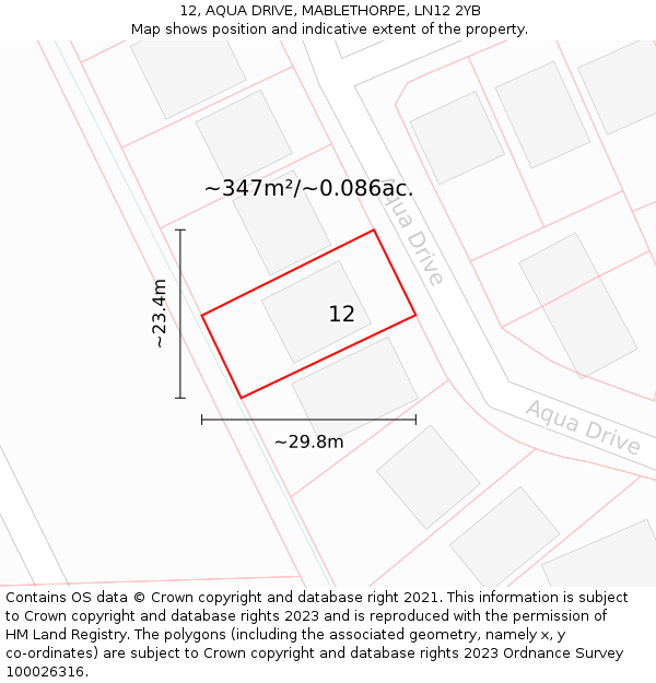 12, AQUA DRIVE, MABLETHORPE, LN12 2YB: Plot and title map