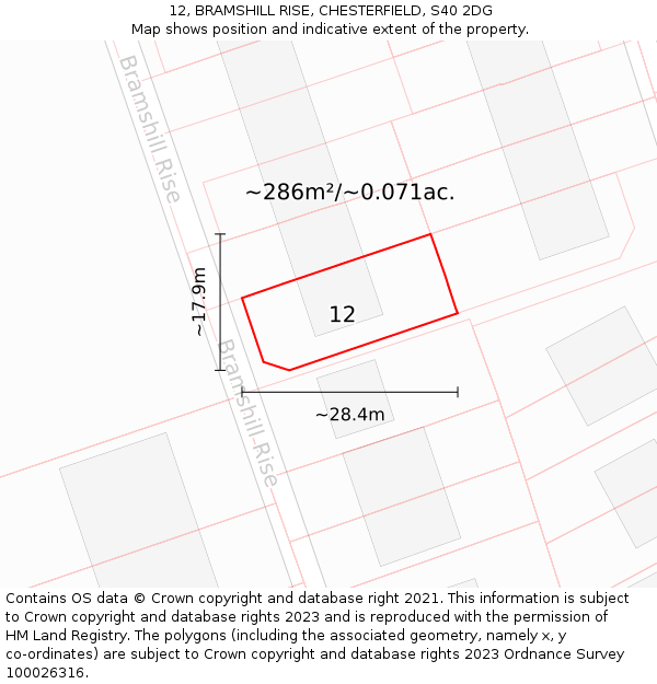 12, BRAMSHILL RISE, CHESTERFIELD, S40 2DG: Plot and title map