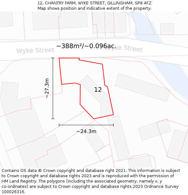 12, CHANTRY FARM, WYKE STREET, GILLINGHAM, SP8 4FZ: Plot and title map