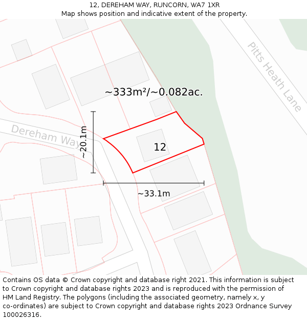 12, DEREHAM WAY, RUNCORN, WA7 1XR: Plot and title map