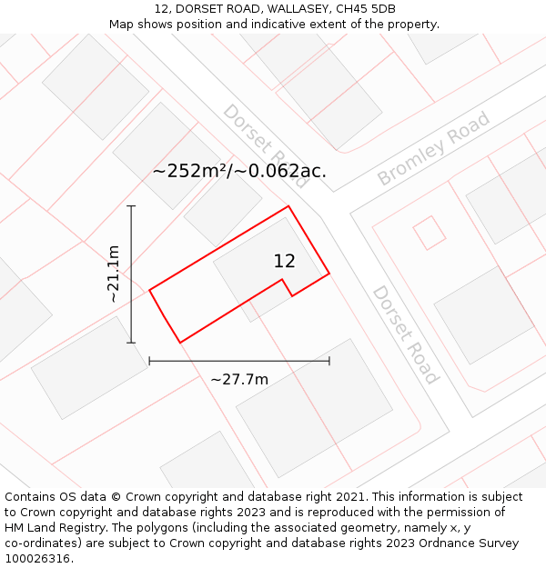 12, DORSET ROAD, WALLASEY, CH45 5DB: Plot and title map