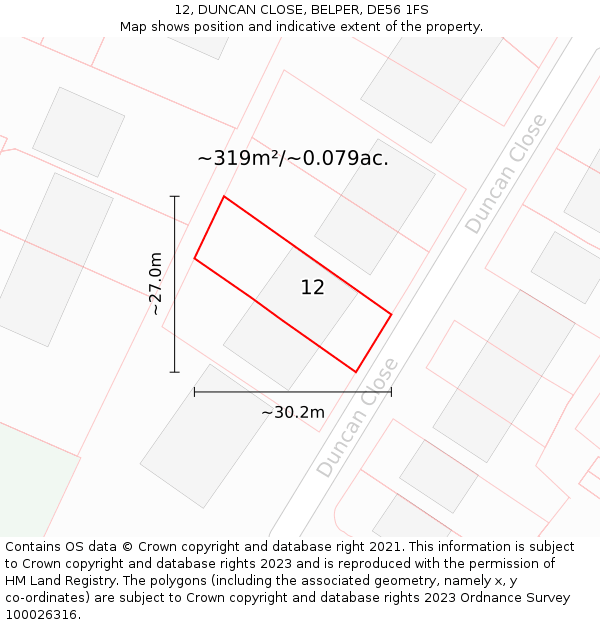 12, DUNCAN CLOSE, BELPER, DE56 1FS: Plot and title map