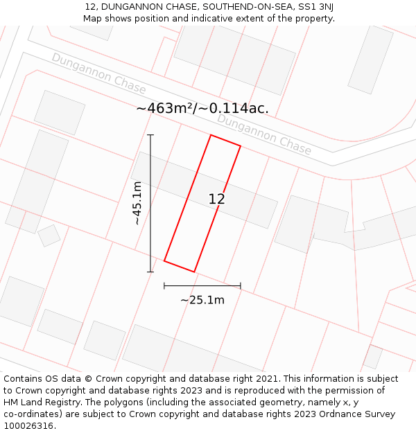 12, DUNGANNON CHASE, SOUTHEND-ON-SEA, SS1 3NJ: Plot and title map