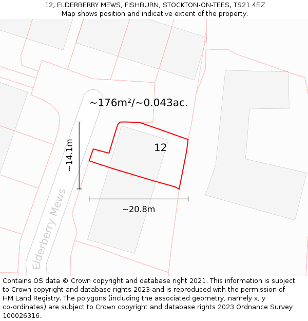 12, ELDERBERRY MEWS, FISHBURN, STOCKTON-ON-TEES, TS21 4EZ: Plot and title map