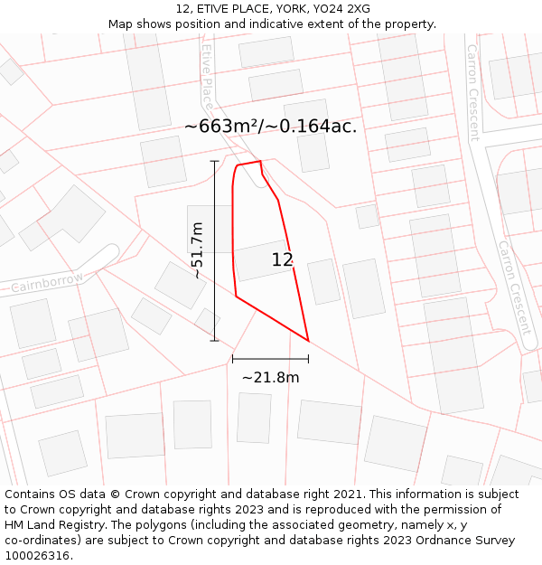 12, ETIVE PLACE, YORK, YO24 2XG: Plot and title map