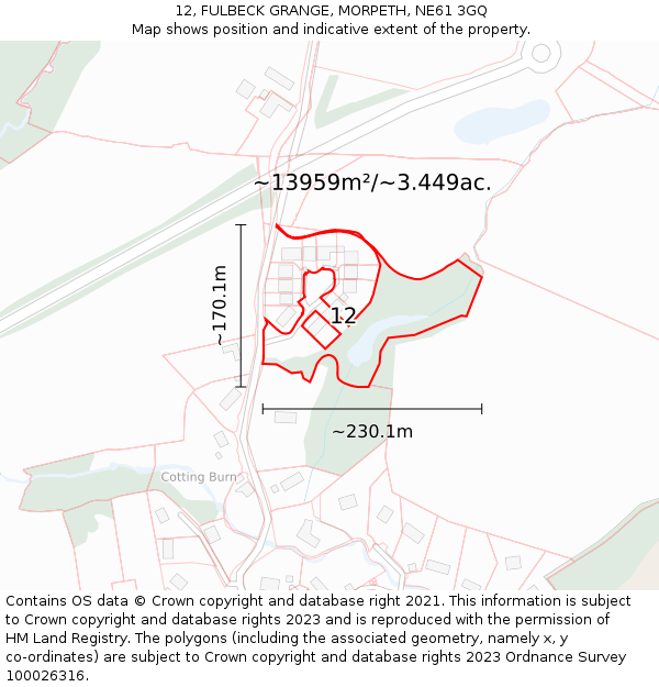 12, FULBECK GRANGE, MORPETH, NE61 3GQ: Plot and title map