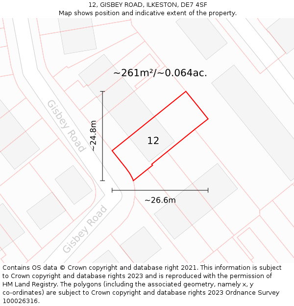 12, GISBEY ROAD, ILKESTON, DE7 4SF: Plot and title map