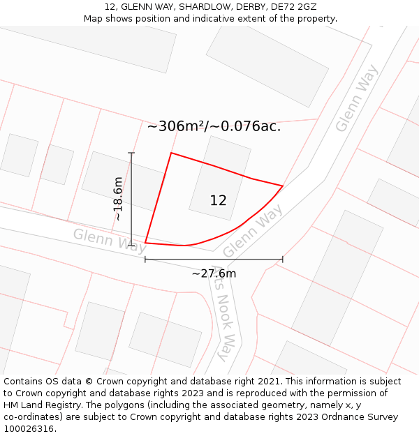 12, GLENN WAY, SHARDLOW, DERBY, DE72 2GZ: Plot and title map