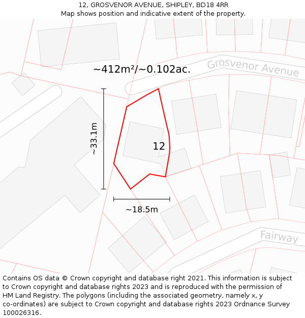 12, GROSVENOR AVENUE, SHIPLEY, BD18 4RR: Plot and title map