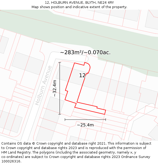 12, HOLBURN AVENUE, BLYTH, NE24 4RY: Plot and title map