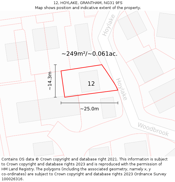 12, HOYLAKE, GRANTHAM, NG31 9FS: Plot and title map