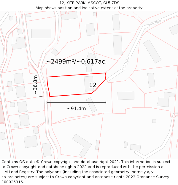 12, KIER PARK, ASCOT, SL5 7DS: Plot and title map