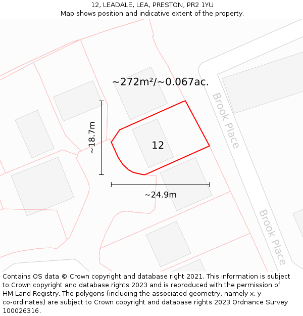 12, LEADALE, LEA, PRESTON, PR2 1YU: Plot and title map