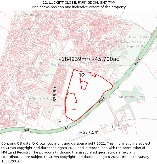 12, LUCKETT CLOSE, FARINGDON, SN7 7YW: Plot and title map