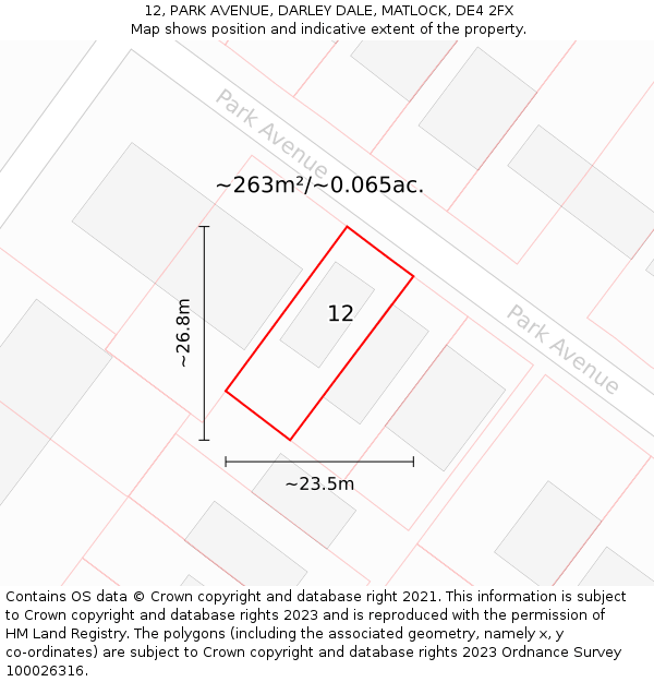 12, PARK AVENUE, DARLEY DALE, MATLOCK, DE4 2FX: Plot and title map