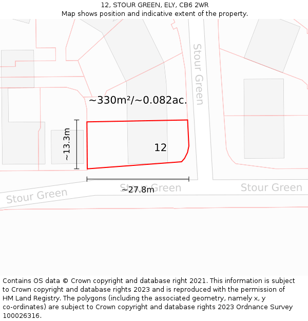 12, STOUR GREEN, ELY, CB6 2WR: Plot and title map