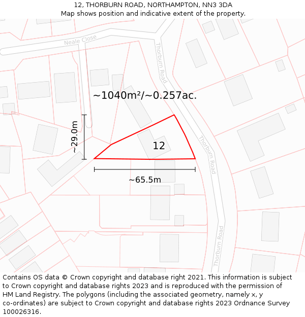 12, THORBURN ROAD, NORTHAMPTON, NN3 3DA: Plot and title map