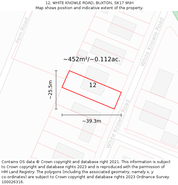 12, WHITE KNOWLE ROAD, BUXTON, SK17 9NH: Plot and title map