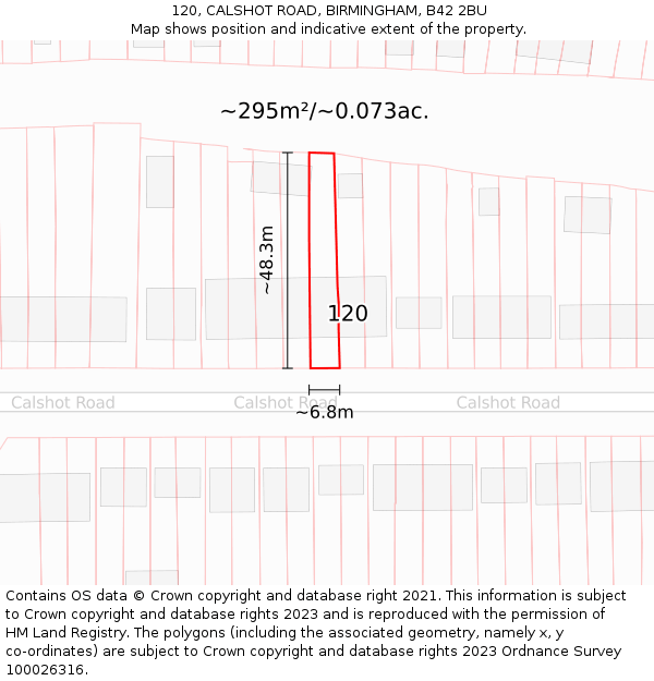 120, CALSHOT ROAD, BIRMINGHAM, B42 2BU: Plot and title map