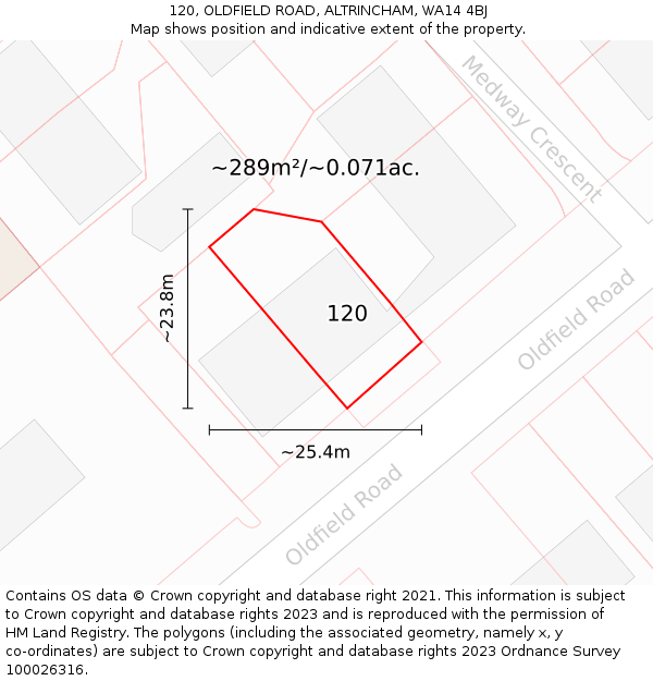 120, OLDFIELD ROAD, ALTRINCHAM, WA14 4BJ: Plot and title map