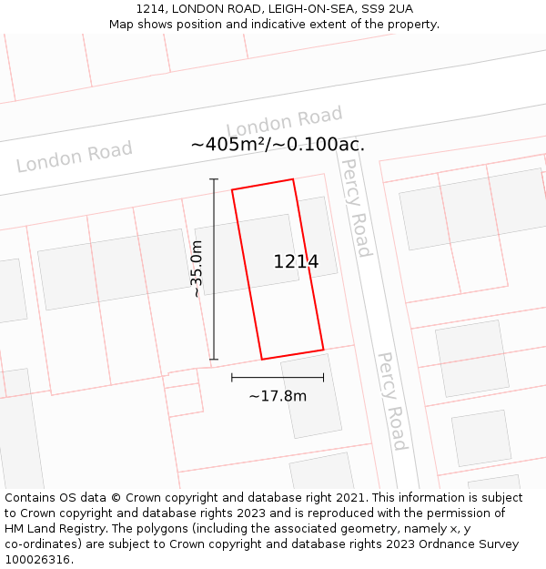 1214, LONDON ROAD, LEIGH-ON-SEA, SS9 2UA: Plot and title map