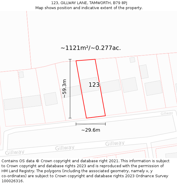 123, GILLWAY LANE, TAMWORTH, B79 8PJ: Plot and title map