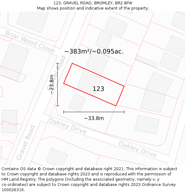 123, GRAVEL ROAD, BROMLEY, BR2 8PW: Plot and title map