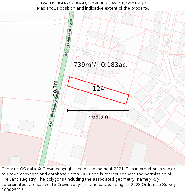 124, FISHGUARD ROAD, HAVERFORDWEST, SA61 2QB: Plot and title map