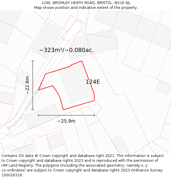 124E, BROMLEY HEATH ROAD, BRISTOL, BS16 6JL: Plot and title map