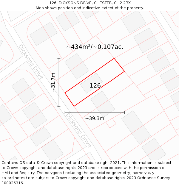 126, DICKSONS DRIVE, CHESTER, CH2 2BX: Plot and title map