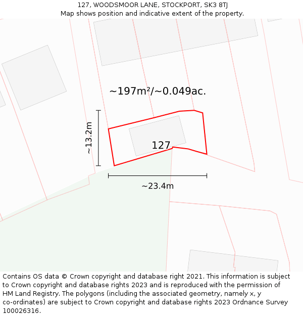 127, WOODSMOOR LANE, STOCKPORT, SK3 8TJ: Plot and title map