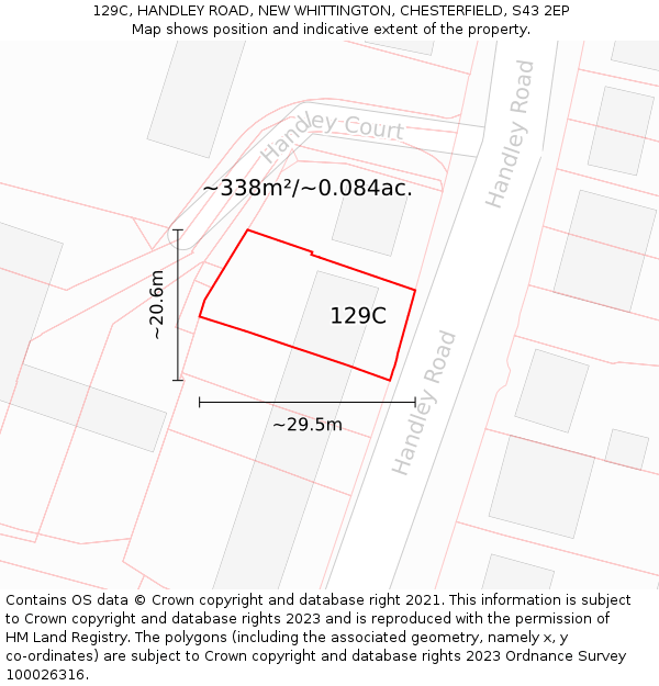 129C, HANDLEY ROAD, NEW WHITTINGTON, CHESTERFIELD, S43 2EP: Plot and title map