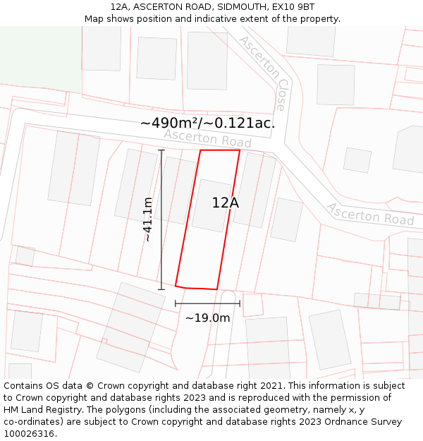 12A, ASCERTON ROAD, SIDMOUTH, EX10 9BT: Plot and title map