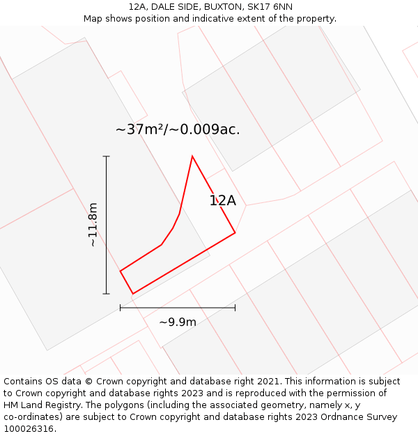 12A, DALE SIDE, BUXTON, SK17 6NN: Plot and title map