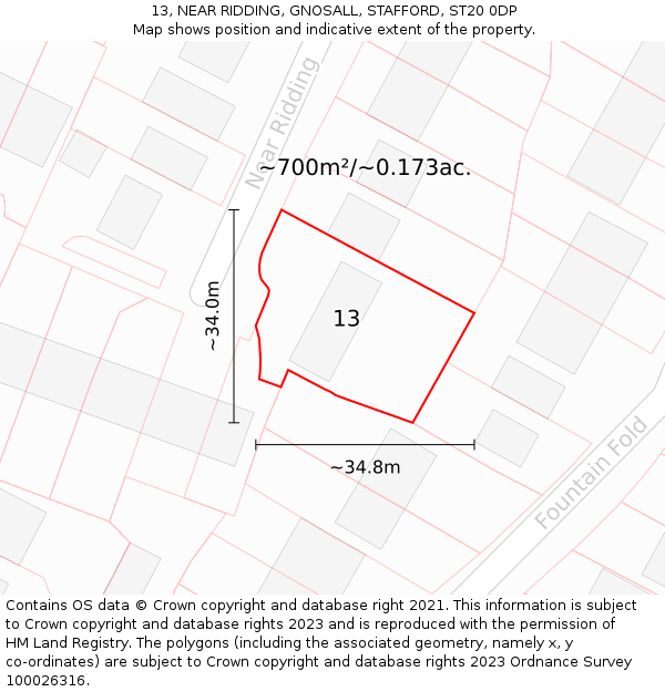 13, NEAR RIDDING, GNOSALL, STAFFORD, ST20 0DP: Plot and title map