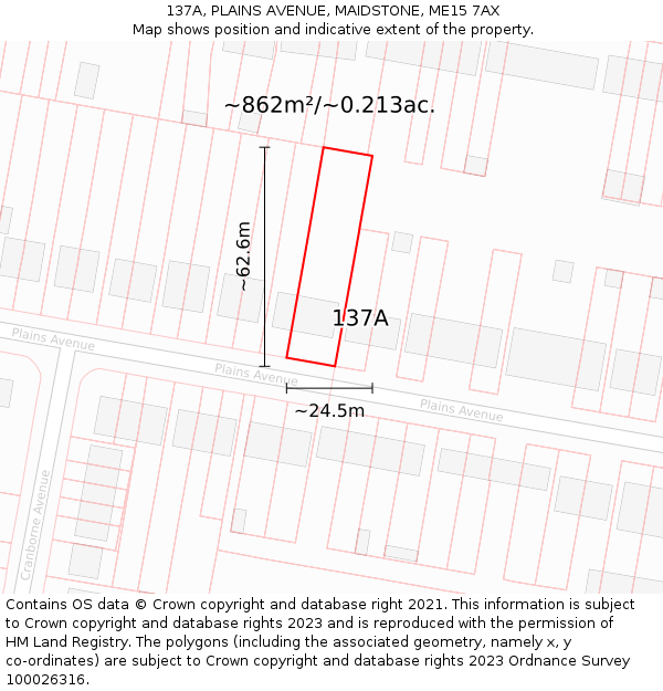 137A, PLAINS AVENUE, MAIDSTONE, ME15 7AX: Plot and title map