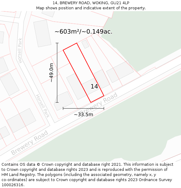 14, BREWERY ROAD, WOKING, GU21 4LP: Plot and title map