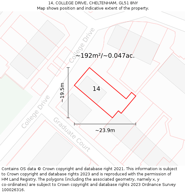 14, COLLEGE DRIVE, CHELTENHAM, GL51 8NY: Plot and title map