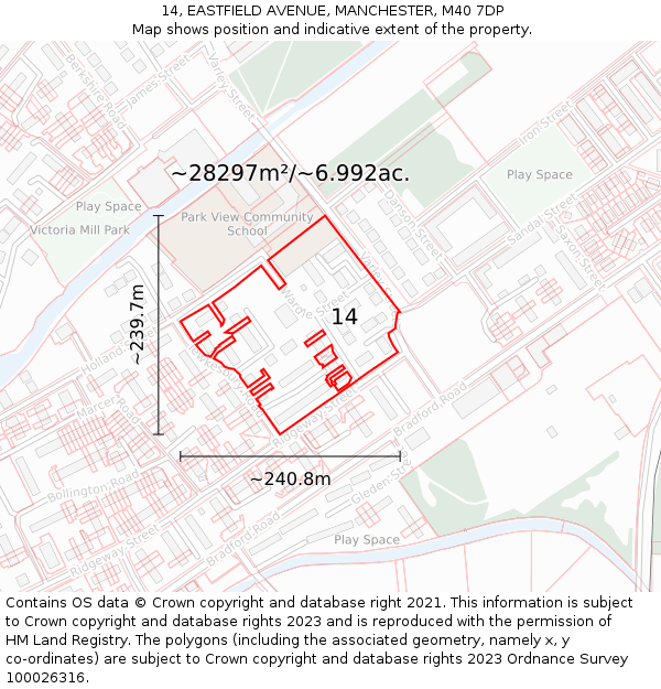 14, EASTFIELD AVENUE, MANCHESTER, M40 7DP: Plot and title map