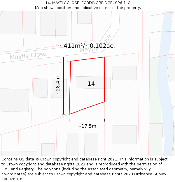 14, MAYFLY CLOSE, FORDINGBRIDGE, SP6 1LQ: Plot and title map