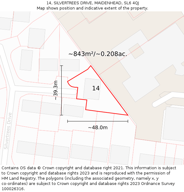 14, SILVERTREES DRIVE, MAIDENHEAD, SL6 4QJ: Plot and title map