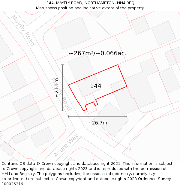 144, MAYFLY ROAD, NORTHAMPTON, NN4 9EQ: Plot and title map